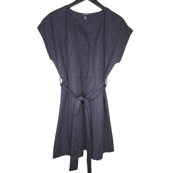 Banana Republic Dresses & Skirts - Banana Republic Linen Cotton Dress Medium Petite Black Belt Short Sleeve Classic